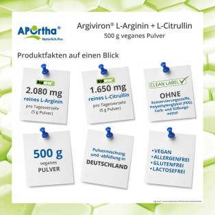 APOrtha Argiviron® L-Arginin & L-Citrullin - 500 g veganes Pulver
