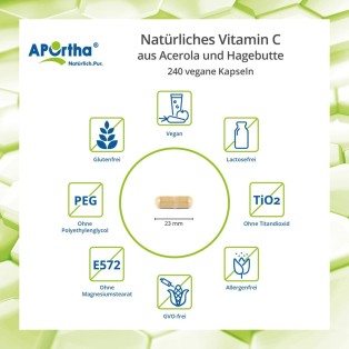 APOrtha natürliches Vitamin C - 240 vegane Kapseln