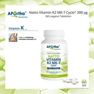 Natto Vitamin K2 MK-7 200 mcg - 365 vegane Tabletten - BIG BOX