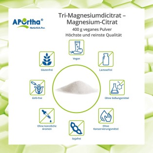 APOrtha Tri-Magnesiumdicitrat  - Magnesium-Citrat - 400 g veganes Pulver