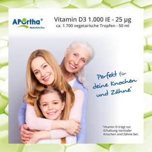Vitamin D3 1.000 IE / 25 µg pro Tropfen - ca. 1.750 vegetarische Tropfen - 50 ml