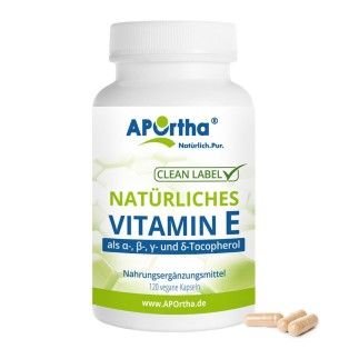 APOrtha Vitamin E - natürliches Vitamin E - 120 vegane Kapseln