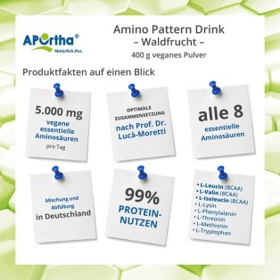 APOrtha Amino Pattern Aminosäuren Drink - Waldfrucht - 400 g veganes Pulver
