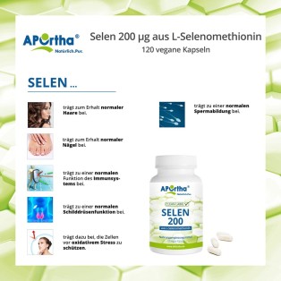 APOrtha Selen 200 µg aus L-Selenomethionin - 120 vegane Kapseln