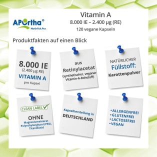 Vitamin A  8.000 IE (2.400 µg) - 120 vegane Kapseln
