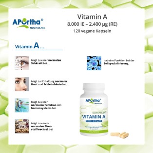 Vitamin A  8.000 IE (2.400 µg) - 120 vegane Kapseln