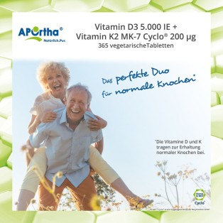 Vitamin D3 5.000 IE + Natto Vitamin K2 MK7 200 µg - 365 Tabletten