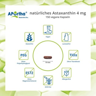 APOrtha natürliches Astaxanthin 4 mg - 150 vegane Kapseln