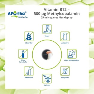 APOrtha Vitamin B12 veganes Spray 500 µg Methylcobalamin - 25 ml
