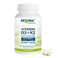 Vitamin D3 10.000 IE + Natto Vitamin K2 MK-7 Cyclo® 200 µg - 365 vegetarische Tabletten