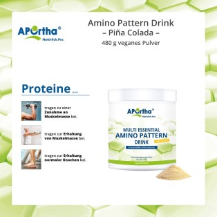 APOrtha Amino Pattern Aminosäure Premium Drink - Pina Colada - 400 g veganes Pulver