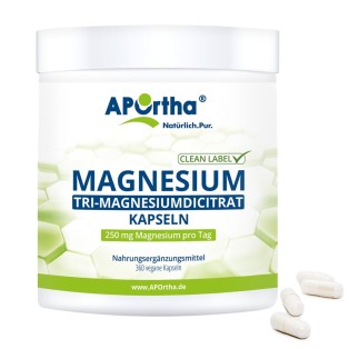 APOrtha Magnesium-Citrat - Tri-Magnesiumdicitrat - 360 vegane Kapseln