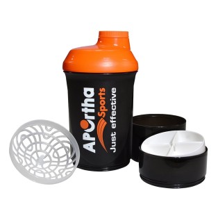 Aportha Sports Black Shaker - 500 ml + 2 Zusatzbehältern