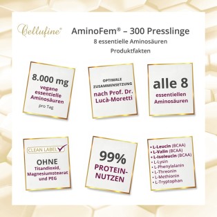 Cellufine® AminoFem® - 8 essentielle Aminosäuren - 300 vegane Tabletten