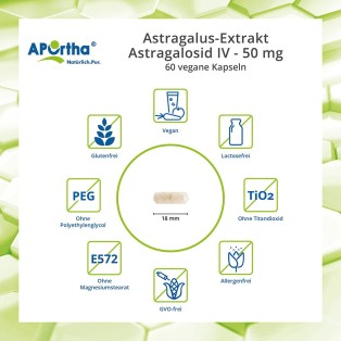 APOrtha Astragalus-Extrakt - Astragalosid IV - 50 mg - 60 vegane Kapseln