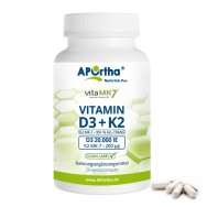 Vitamin D3 20.000 IE + Vitamin K2 vitaMK7® 200 µg - 120 vegetarische Kapseln | Familienpackung