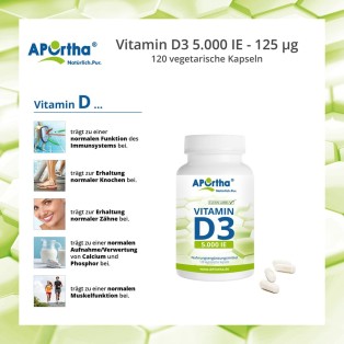 Vitamin D3 5.000 IE  - 120 vegetarische Kapseln