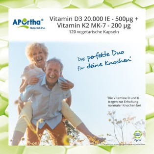 Vitamin D3 20.000 IE + Vitamin K2 MK-7 200 µg - 120 vegetarische Kapseln