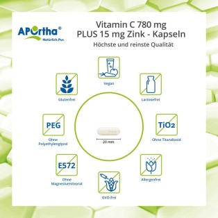Vitamin C 780 mg Plus 15 mg Zink - 90 Kapseln