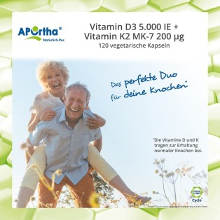Vitamin D3 5.000 IE + Vitamin K2 MK-7 200 µg - 120 vegetarische Kapseln