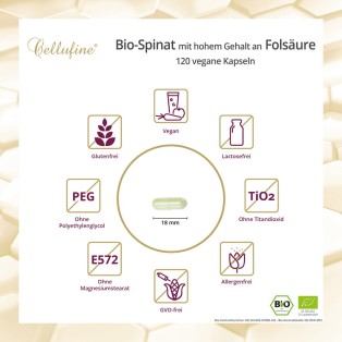 Cellufine® Bio-Spinat mit hohem Folsäure-Gehalt - 120 Kapseln