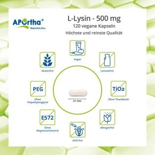 L-Lysin - 500 mg - 120 vegane Kapseln