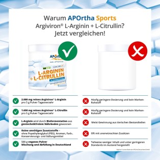 APOrtha Sports Argiviron® L-Arginin & L-Citrullin - 500 g veganes Pulver