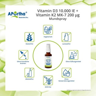 Vitamin D3 10.000 IE + Vitamin K2 MK-7 200 µg — 27 ml vegetarisches Mundspray