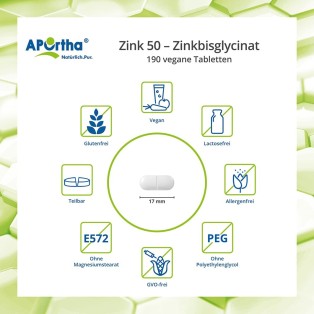 Zink 50 - Zinkbisglycinat - 190 vegane Tabletten