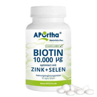 Biotin 10.000 µg + Zink + Selen - 365 vegane Tabletten