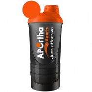 Aportha Sports Black Shaker - 500 ml + 2 Zusatzbehälter