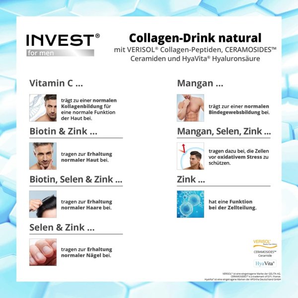 INVEST MEN VERISOL® B (Rind) Collagen-Drink natural für Männer - 180 g