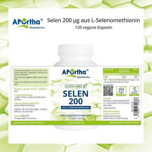 Selen 200 µg aus L-Selenomethionin - 120 vegane Kapseln