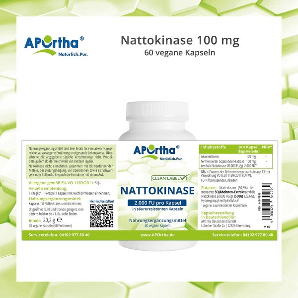 Nattokinase 100 mg - 60 vegane, säureresistente Kapseln
