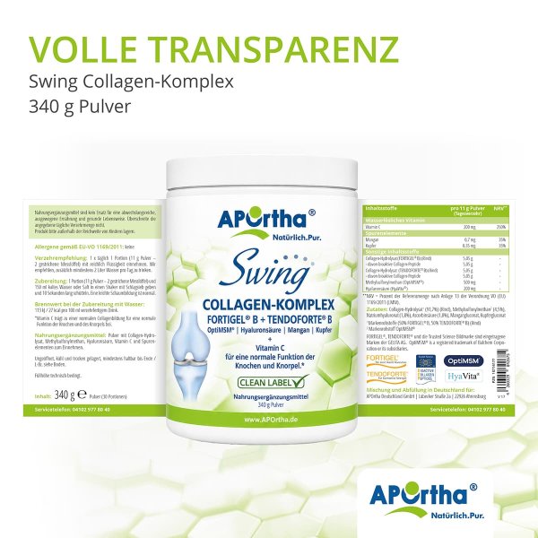 Swing Collagen-Komplex mit FORTIGEL® B + TENDOFORTE® B (Rind) - 340 g Pulver