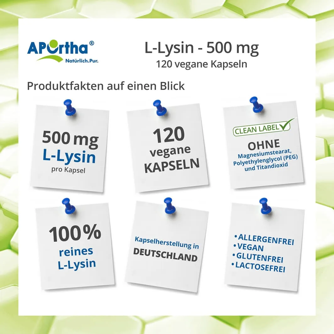 L-Lysin - 500 mg - 120 vegane Kapseln
