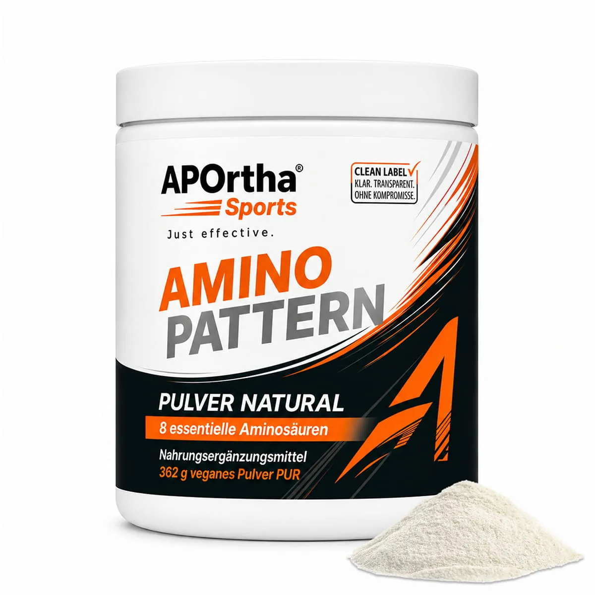 APOrtha® Sports Amino Pattern Pulver - NATURAL- 362 g veganes Pulver