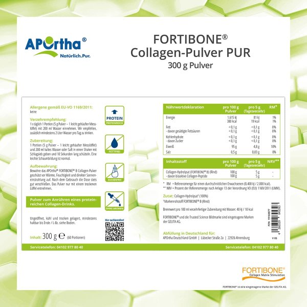 FORTIBONE® B (Rind) Collagen-Pulver PUR - 300 g Pulver - Dose